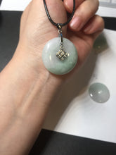 Load image into Gallery viewer, 23.5-27.7mm 100% Natural apple green/white jadeite Jade Safety Guardian Button(donut) Pendant group BK112