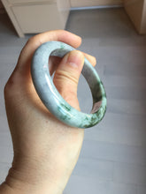 Load image into Gallery viewer, 53mm certified type A 100% Natural dark green white purple with dark green floating flowers Jadeite Jade bangle PD132-6301
