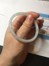 Load image into Gallery viewer, 52mm certified 100% natural icy watery Type A light green/purple slim jadeite jade bangle BS71-5472
