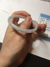 Load image into Gallery viewer, 52mm certified 100% natural icy watery Type A light green/purple slim jadeite jade bangle BS71-5472