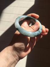 Load image into Gallery viewer, 54.3mm Certified Type A 100% Natural icy watery dark green/white//black Jadeite Jade bangle BM8-8573