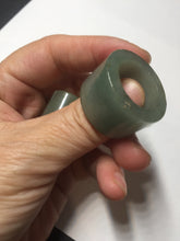 Load image into Gallery viewer, 100% natural type A black/dark green/gray (油青) broad jadeite jade band ring thumb ring bead set BN79