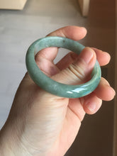 Load image into Gallery viewer, 54.5mm certified Type A 100% Natural dark green gary(油青) oval Jadeite Jade bangle PB206-3357
