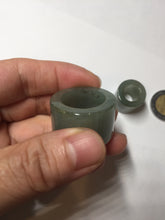 Load image into Gallery viewer, 100% natural type A black/dark green/gray (油青) broad jadeite jade band ring thumb ring bead set BN79