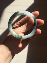 Load image into Gallery viewer, 54.3mm Certified Type A 100% Natural icy watery dark green/white//black Jadeite Jade bangle BM8-8573