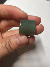 Load image into Gallery viewer, 100% natural type A black/dark green/gray (油青) broad jadeite jade band ring thumb ring bead set BN79