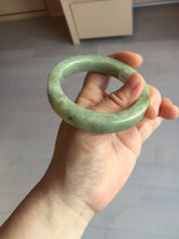 Load image into Gallery viewer, 55mm certified type A 100% Natural light green/gray/brown square style Jadeite Jade bangle BS1-1502