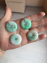 Load image into Gallery viewer, 26-28mm Type A 100% Natural sunny green yellow Jadeite Jade Safety Guardian Button donuts Pendant group BP96
