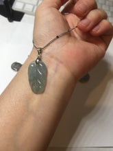 Load image into Gallery viewer, 100% natural type A icy watery light green blue gray Guatemala jadeite leaf pendant BP184-1