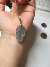 Load image into Gallery viewer, 100% natural type A icy watery light green blue gray Guatemala jadeite leaf pendant BP184-1