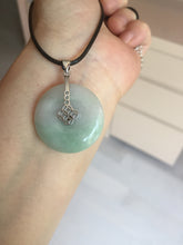 Load image into Gallery viewer, 23.5-27.7mm 100% Natural apple green/white jadeite Jade Safety Guardian Button(donut) Pendant group BK112