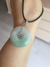 Load image into Gallery viewer, 23.5-27.7mm 100% Natural apple green/white jadeite Jade Safety Guardian Button(donut) Pendant group BK112