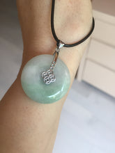 Load image into Gallery viewer, 23.5-27.7mm 100% Natural apple green/white jadeite Jade Safety Guardian Button(donut) Pendant group BK112
