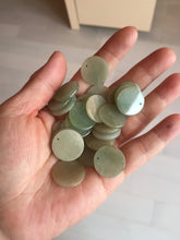 Load image into Gallery viewer, 100% Natural type A light icy watery green/yellow/gray (黄杨绿)round Jadeite Jade safe and sound pendant group BF158