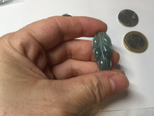 Load image into Gallery viewer, 100% natural type A icy watery dark green blue gray black Guatemala jadeite leaf pendant BP184-5
