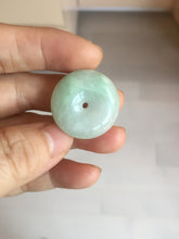 Load image into Gallery viewer, 23.5-27.7mm 100% Natural apple green/white jadeite Jade Safety Guardian Button(donut) Pendant group BK112