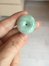 Load image into Gallery viewer, 23.5-27.7mm 100% Natural apple green/white jadeite Jade Safety Guardian Button(donut) Pendant group BK112