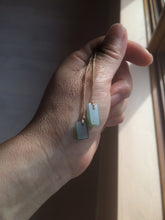Load image into Gallery viewer, 100% Natural icy watery deep sea blue/green/gray safe and sound dangling Guatemala jadeite Jade earring Q125