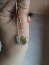 Load image into Gallery viewer, 100% Natural icy watery deep sea blue/green/gray safe and sound dangling Guatemala jadeite Jade earring Q125