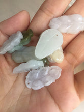 Load image into Gallery viewer, 100% natural type A icy watery white purple green jadeite jade  leaf pendant group F157