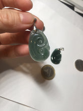 Load image into Gallery viewer, 100% Natural type A icy watery dark green gray black Guatemala jadeite RuYi(如意) pendant BP185