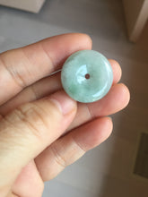 Load image into Gallery viewer, 23.5-27.7mm 100% Natural apple green/white jadeite Jade Safety Guardian Button(donut) Pendant group BK112