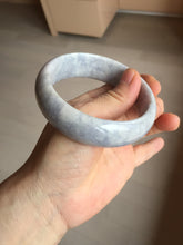 Load image into Gallery viewer, 59mm Certified Type A 100% Natural light purple white chubby broad style Jadeite Jade bangle BM98-4481