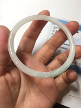 Load image into Gallery viewer, 56mm 100% natural Type A light green white slim round cut jadeite jade bangle AD107-8108