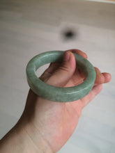 Load image into Gallery viewer, 55.7mm certified type A 100% Natural light green/gray square style Jadeite Jade bangle AX100-1500