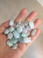 Load image into Gallery viewer, 100% Natural  light green/white/purple Jadeite Jade money bag bead pendant group F153