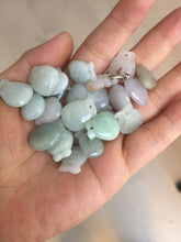 Load image into Gallery viewer, 100% Natural  light green/white/purple Jadeite Jade money bag bead pendant group F153