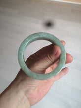 Load image into Gallery viewer, 55.7mm certified type A 100% Natural light green/gray square style Jadeite Jade bangle AX100-1500