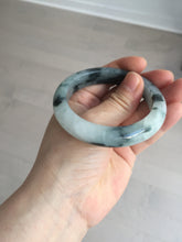 Load image into Gallery viewer, 54mm Certified Type A 100% Natural icy watery dark green/white//black Jadeite Jade bangle BM7-8579