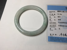 Load image into Gallery viewer, 54mm Certified type A 100% Natural sunny green/white round cut Jadeite bangle BN81-9817