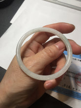 Load image into Gallery viewer, 56mm 100% natural Type A light green white slim round cut jadeite jade bangle AD107-8108