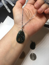 Load image into Gallery viewer, 100% Natural type A icy watery dark green gray black Guatemala jadeite RuYi(如意) pendant BP185