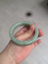 Load image into Gallery viewer, 55.7mm certified type A 100% Natural light green/gray square style Jadeite Jade bangle AX100-1500