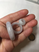 Load image into Gallery viewer, 33.6/23.5/14.7mm Type A 100% Natural light purple white Jadeite Jade concentric circle safety Guardian ring pendant set BK113