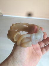 Load image into Gallery viewer, 57.2mm 100% natural light brown/purple carved Lily of the Valley Quartzite (Shetaicui jade) bangle SY3