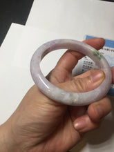 Load image into Gallery viewer, 57.5mm certified 100% natural type A light green/purple/yellow(FU LU SHOU)  jadeite jade bangle BN82-8715