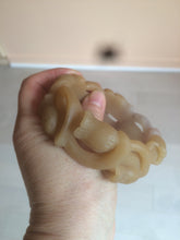 Load image into Gallery viewer, 57.2mm 100% natural light brown/purple carved Lily of the Valley Quartzite (Shetaicui jade) bangle SY3