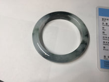 Load image into Gallery viewer, 54.3mm Certified Type A 100% Natural icy watery dark green/white//black Jadeite Jade bangle BM8-8573