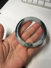 Load image into Gallery viewer, 54.3mm Certified Type A 100% Natural icy watery dark green/white//black Jadeite Jade bangle BM8-8573
