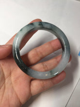 Load image into Gallery viewer, 54.3mm Certified Type A 100% Natural icy watery dark green/white//black Jadeite Jade bangle BM8-8573