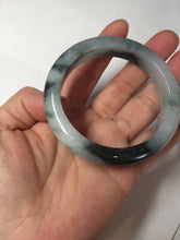 Load image into Gallery viewer, 54.3mm Certified Type A 100% Natural icy watery dark green/white//black Jadeite Jade bangle BM8-8573