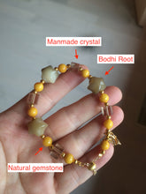 Load image into Gallery viewer, Natural Yellow gemstone/gray stars Bodhi Root bracelet SY15 add-on item.