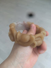 Load image into Gallery viewer, 57.2mm 100% natural light brown/purple carved Lily of the Valley Quartzite (Shetaicui jade) bangle SY3