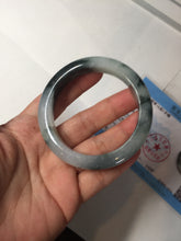 Load image into Gallery viewer, 54.3mm Certified Type A 100% Natural icy watery dark green/white//black Jadeite Jade bangle BM8-8573