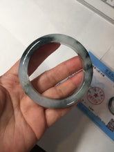 Load image into Gallery viewer, 54.3mm Certified Type A 100% Natural icy watery dark green/white//black Jadeite Jade bangle BM8-8573