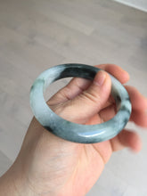 Load image into Gallery viewer, 54.3mm Certified Type A 100% Natural icy watery dark green/white//black Jadeite Jade bangle BM8-8573